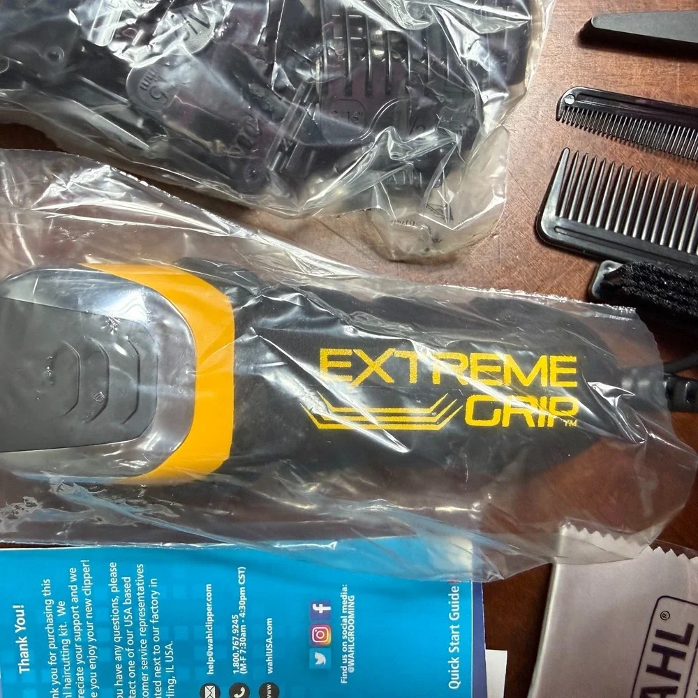 Wahl Extreme Grip Pro MC3 Hair‎ Clipper Set Guards Comb Scissors Case